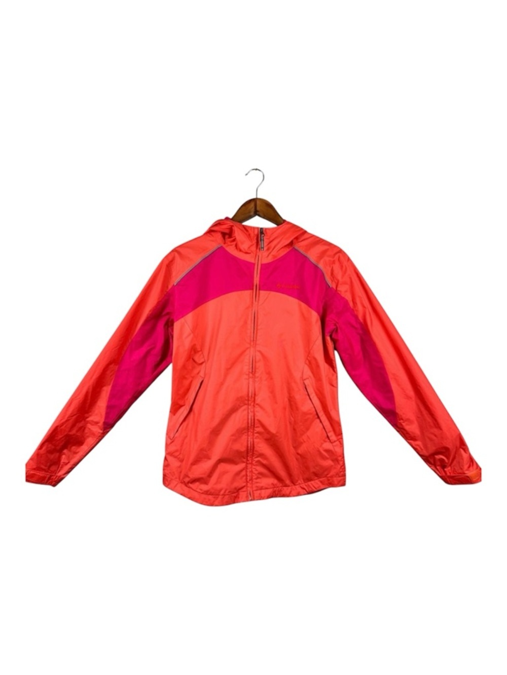 Columbia Youth Vibrant Pink and Orange Outdoor Windbreaker Rain Jacket Girl XL